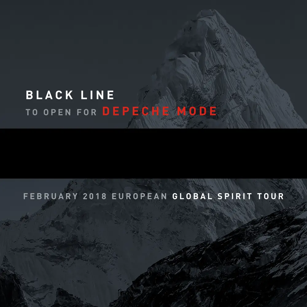 Announcement graphic: Black Line to open for Depeche Mode, February 2018 European Global Spirit Tour