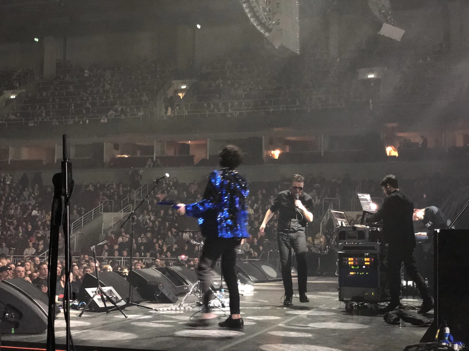 Black Line on an arena stage opening for Depeche Mode, seen from the side of the stage with the crowd beyond