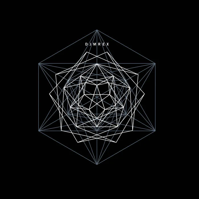 DJMREX EP1 artwork: white geometric lattice on black, designed by Steven R. Gilmore