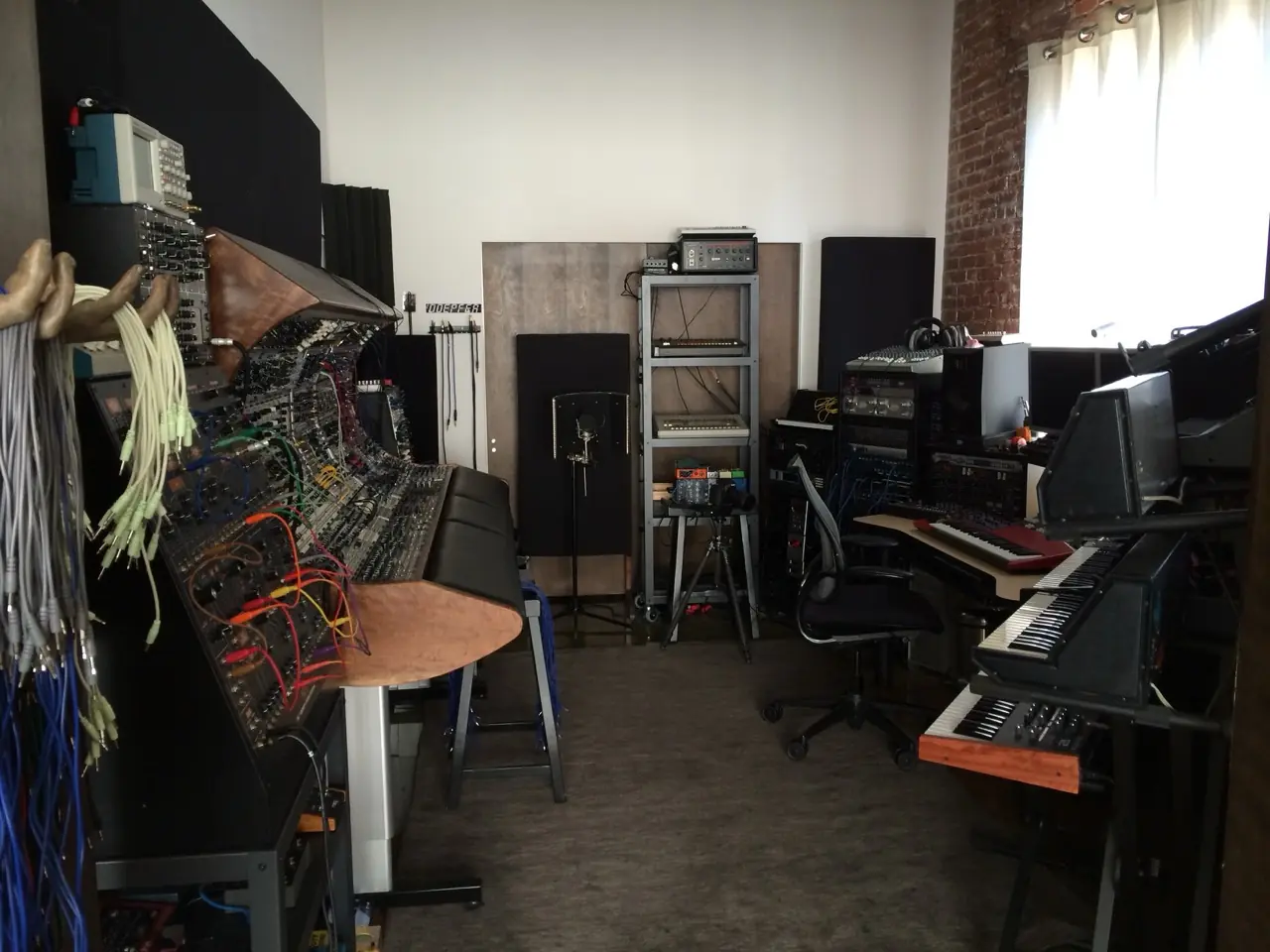 Wide view of the Los Angeles studio from the modular console